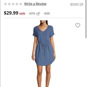 NWT a.n.a short sleeve blue dress with tie  waist